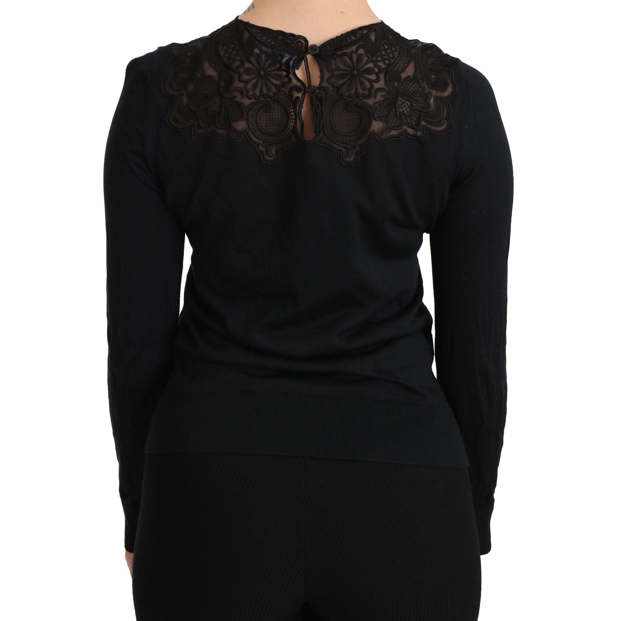 Dolce &amp; Gabbana Elegant Silk-Blend Black Lace Blouse