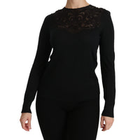 Dolce & Gabbana Elegant Silk-Blend Black Lace Blouse