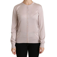 Dolce & Gabbana Silk Blend Pink Crew Neck Cardigan