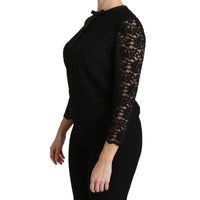 Dolce & Gabbana Elegant Black Lace Crew Neck Blouse