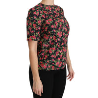 Dolce & Gabbana Elegant Black Floral Crew Neck Top