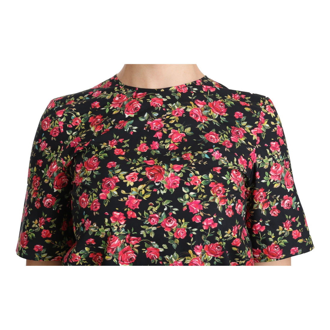 Dolce & Gabbana Elegant Black Floral Crew Neck Top