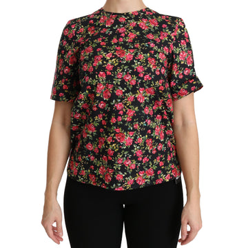 Dolce & Gabbana Elegant Black Floral Crew Neck Top