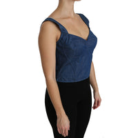 Dolce & Gabbana Elegant Sleeveless Bustier Top in Blue