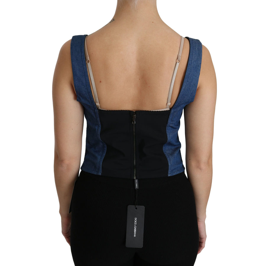 Dolce & Gabbana Elegant Sleeveless Bustier Top in Blue