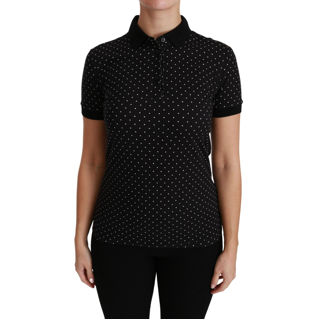 Dolce & Gabbana Elegant Black Dotted Polo Shirt