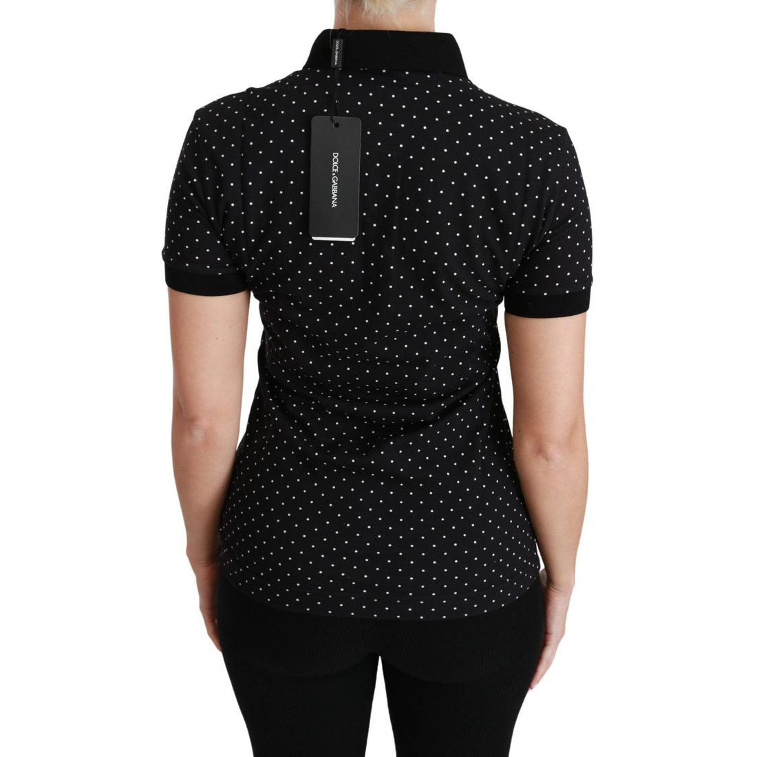 Dolce & Gabbana Elegant Black Dotted Polo Shirt