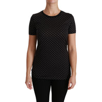 Dolce & Gabbana Chic Black Dotted Crewneck Cotton Tee