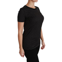 Dolce & Gabbana Chic Black Dotted Crewneck Cotton Tee