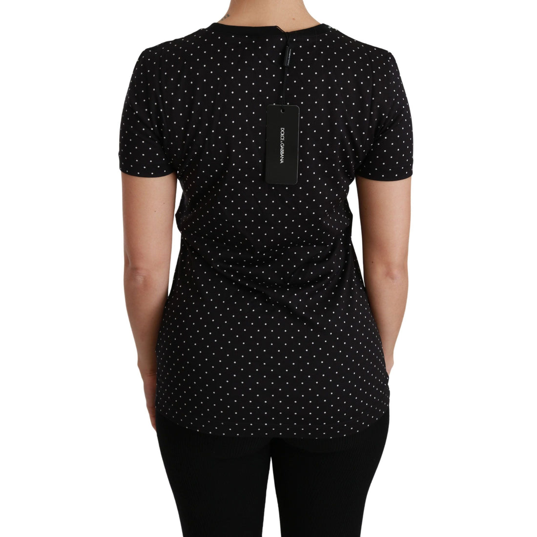 Dolce & Gabbana Chic Black Dotted Crewneck Cotton Tee