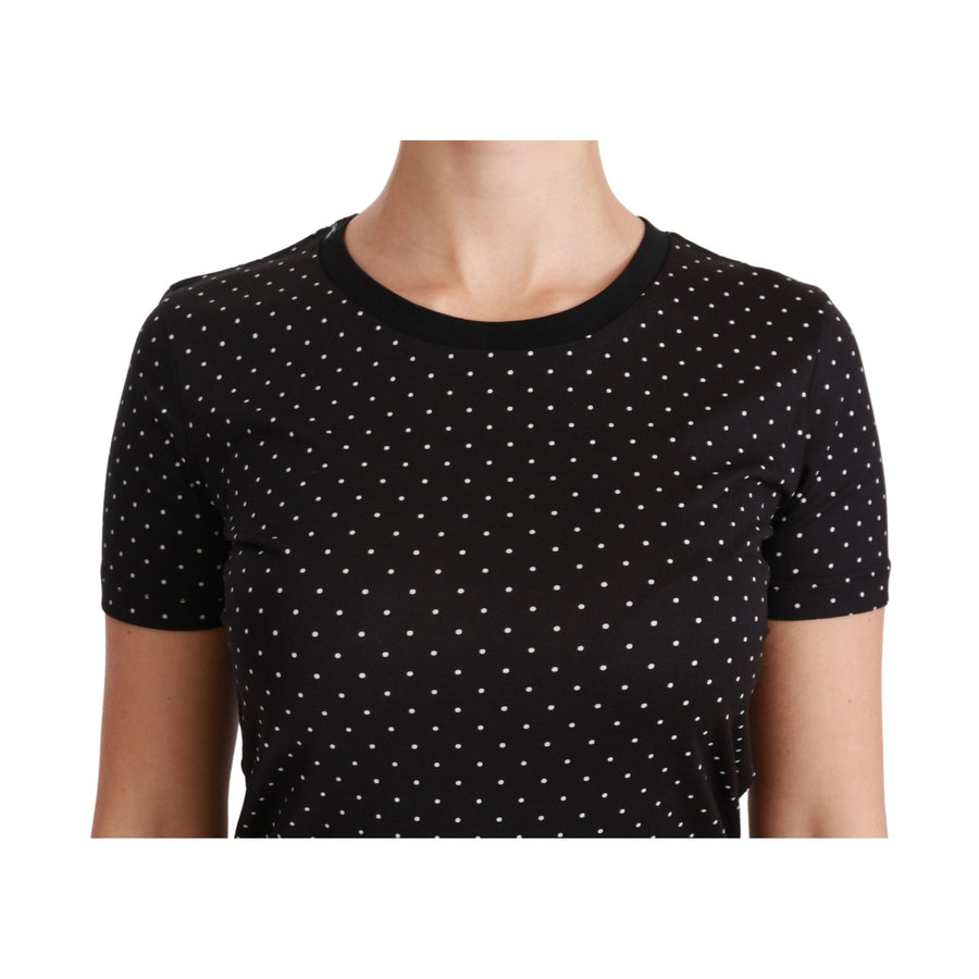 Dolce & Gabbana Chic Black Dotted Crewneck Cotton Tee