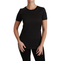 Dolce & Gabbana Chic Black Dotted Crewneck Cotton Tee