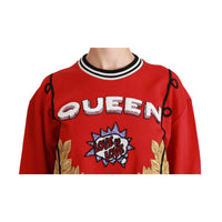 Dolce & Gabbana Radiant Red Sequined Crew Neck Sweater