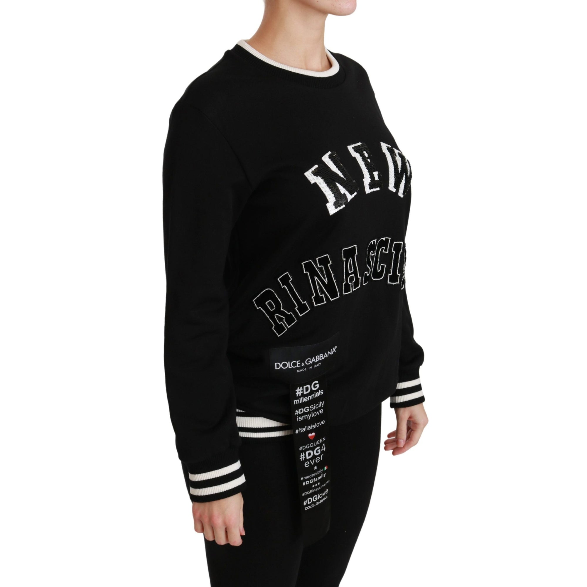 Dolce &amp; Gabbana Chic Black Sequined Cotton Sweater