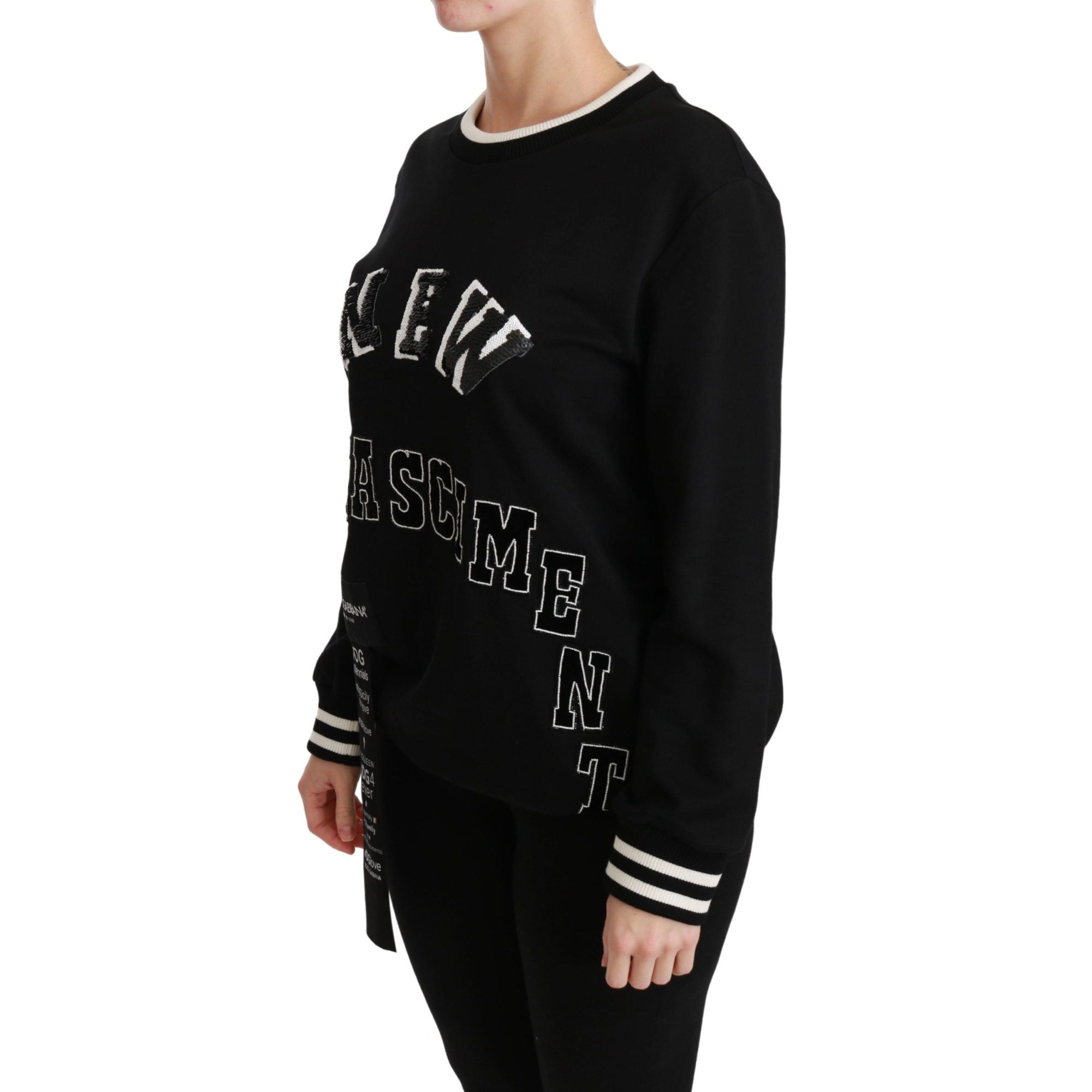 Dolce &amp; Gabbana Chic Black Sequined Cotton Sweater