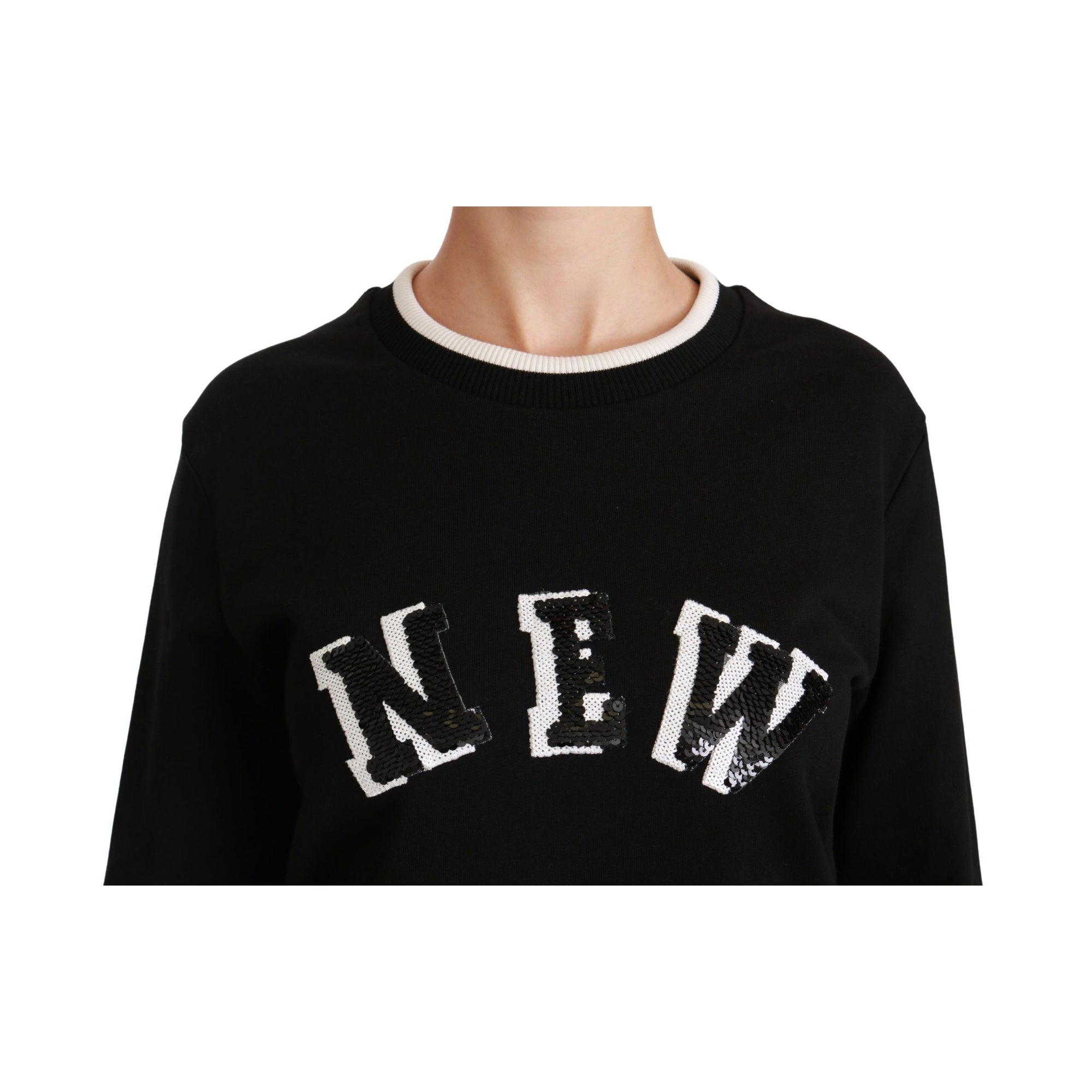 Dolce &amp; Gabbana Chic Black Sequined Cotton Sweater
