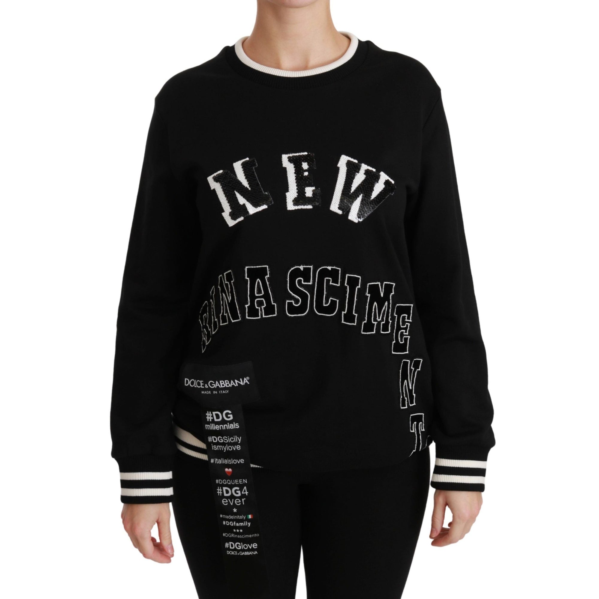 Dolce &amp; Gabbana Chic Black Sequined Cotton Sweater