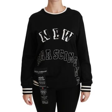 Dolce & Gabbana Chic Black Sequined Cotton Sweater