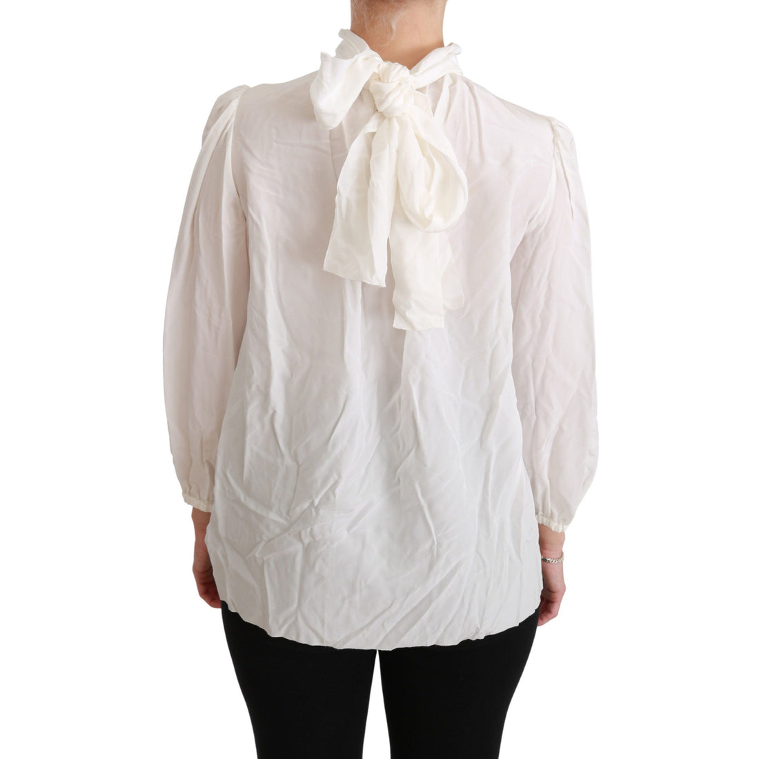 Dolce & Gabbana Elegant White Silk Turtle Neck Blouse