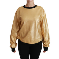 Dolce & Gabbana Elegant Gold Crew Neck Cotton Sweater