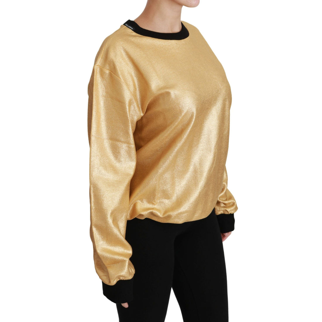 Dolce & Gabbana Elegant Gold Crew Neck Cotton Sweater