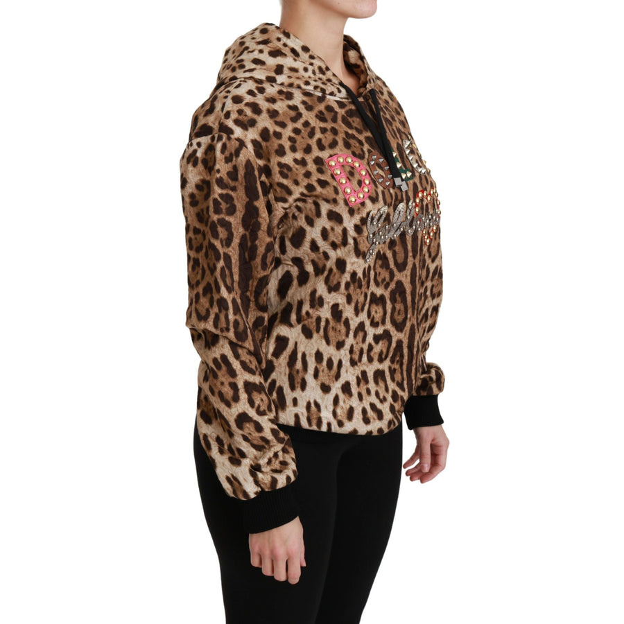 Dolce & Gabbana Elegant Leopard Print Hooded Sweater