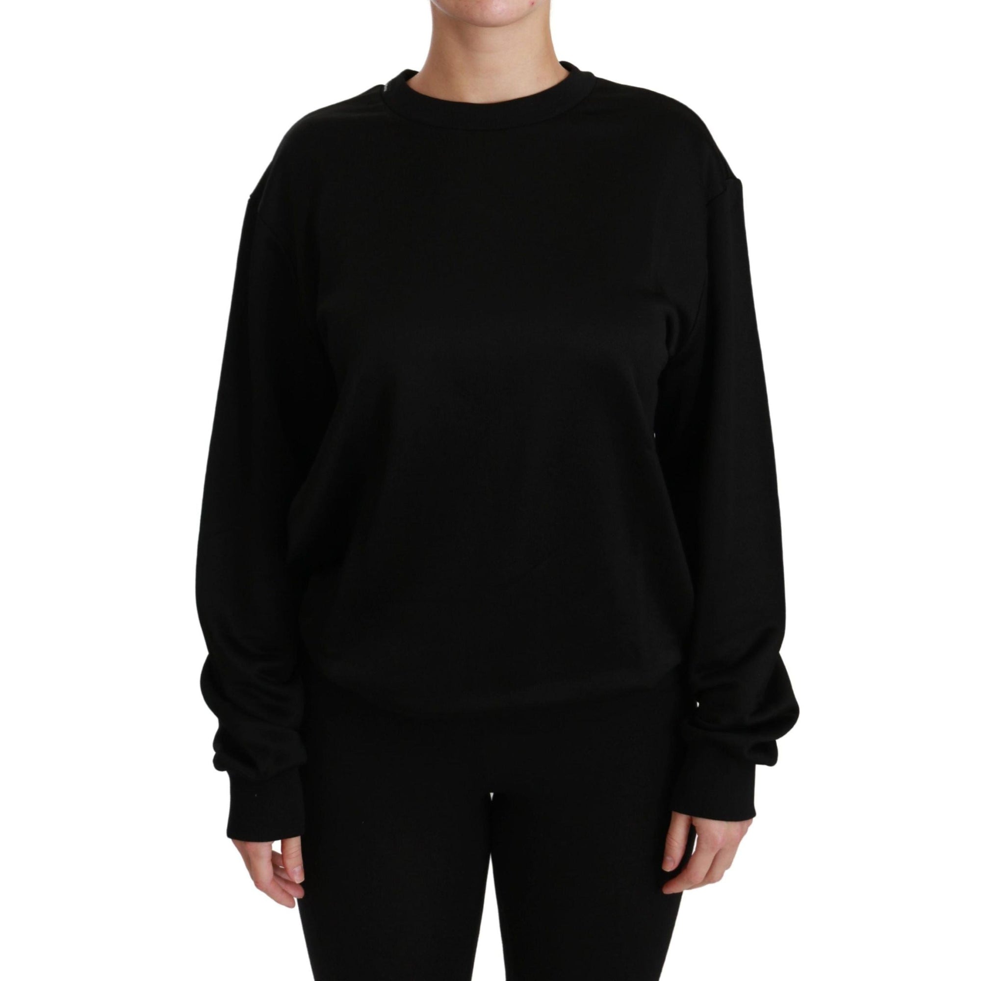 Dolce &amp; Gabbana Elegant Black Cotton Crew Neck Pullover Sweater