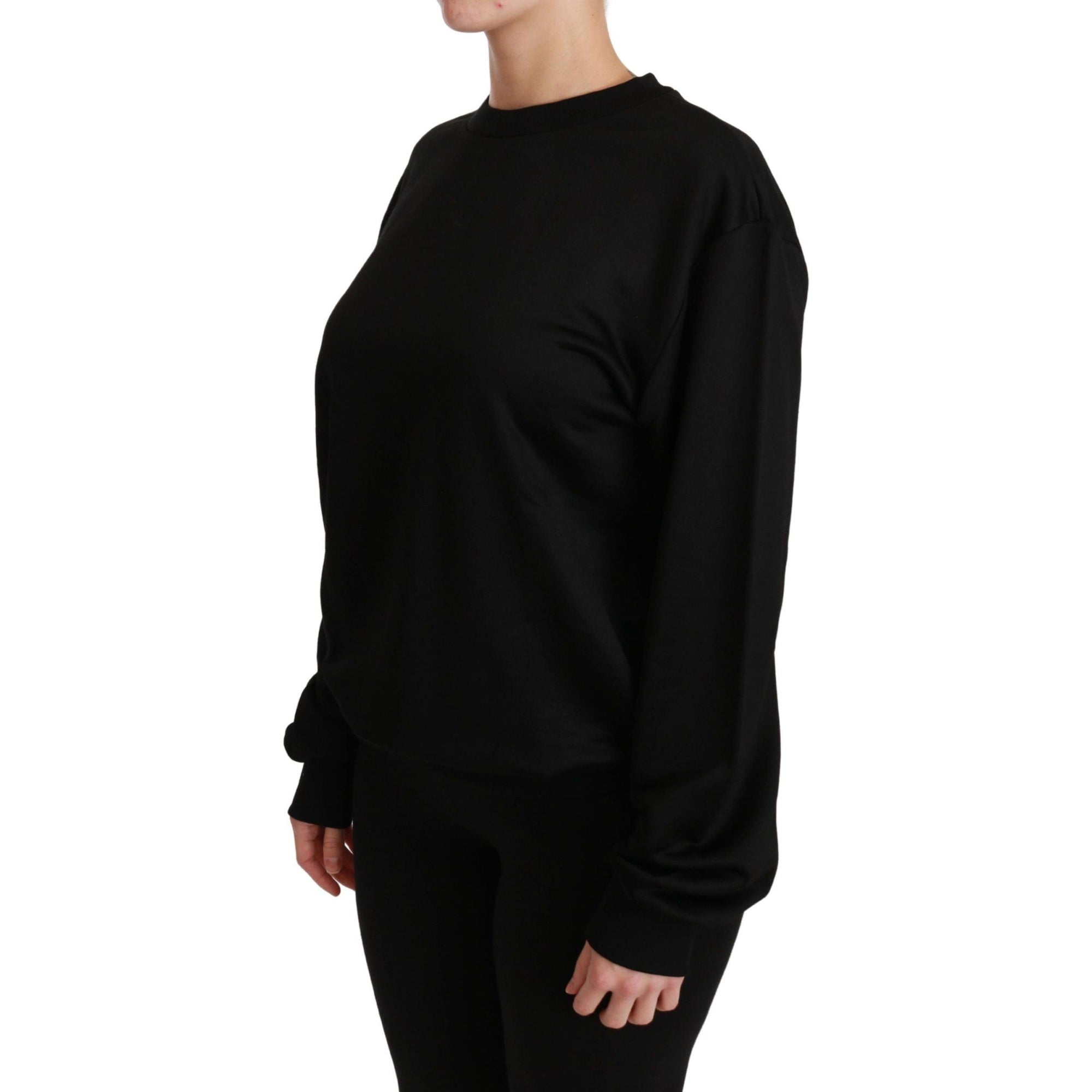 Dolce &amp; Gabbana Elegant Black Cotton Crew Neck Pullover Sweater