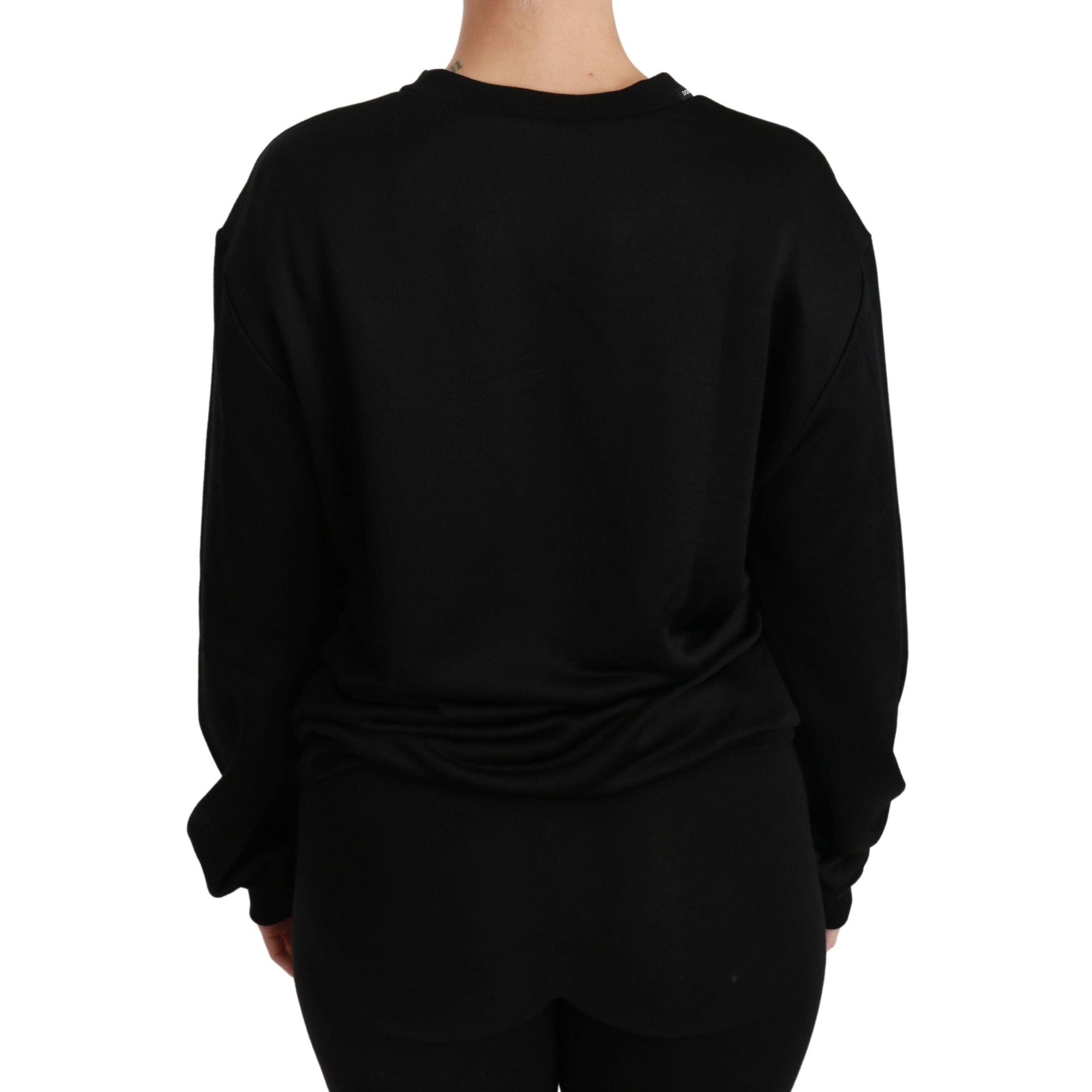 Dolce &amp; Gabbana Elegant Black Cotton Crew Neck Pullover Sweater