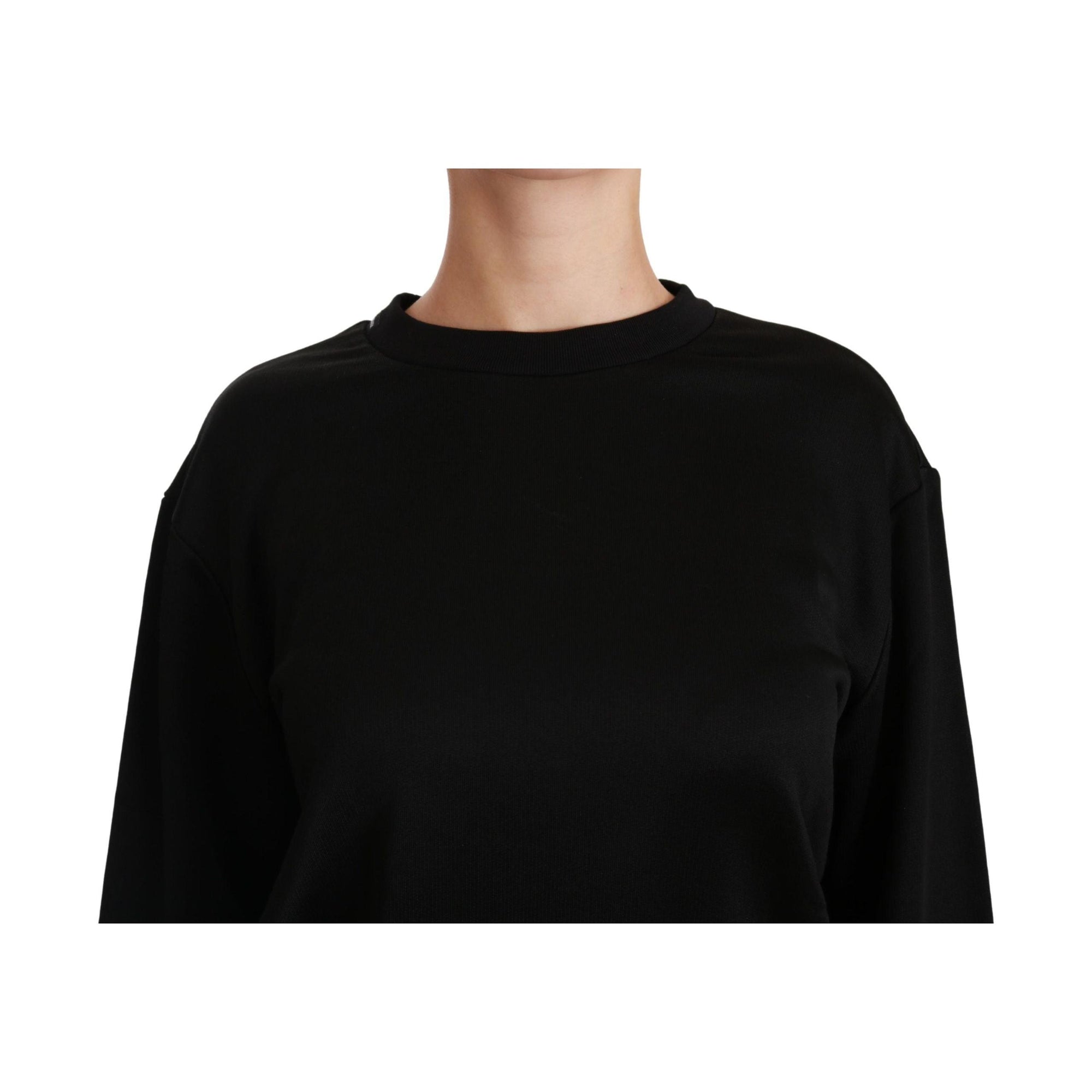 Dolce &amp; Gabbana Elegant Black Cotton Crew Neck Pullover Sweater