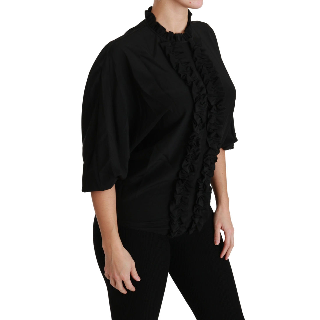 Dolce & Gabbana Elegant Black Silk Short Sleeve Blouse