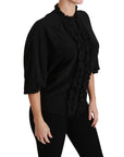 Dolce & Gabbana Elegant Black Silk Short Sleeve Blouse