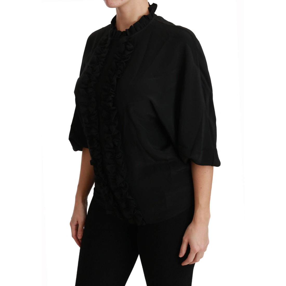 Dolce & Gabbana Elegant Black Silk Short Sleeve Blouse