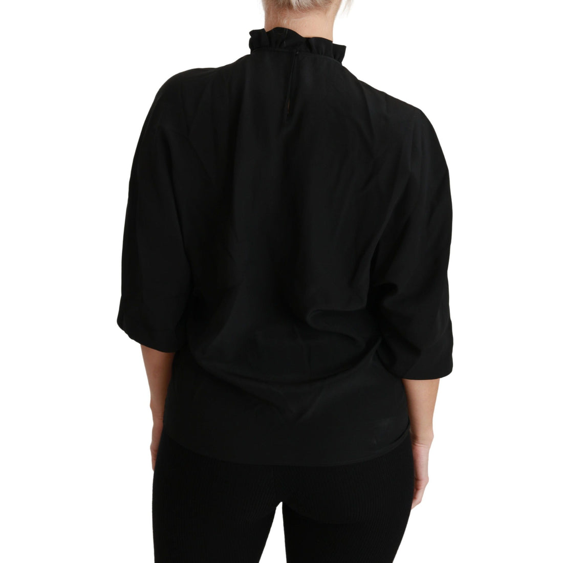 Dolce & Gabbana Elegant Black Silk Short Sleeve Blouse