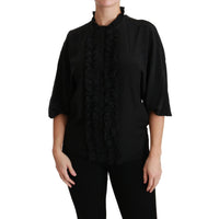 Dolce & Gabbana Elegant Black Silk Short Sleeve Blouse