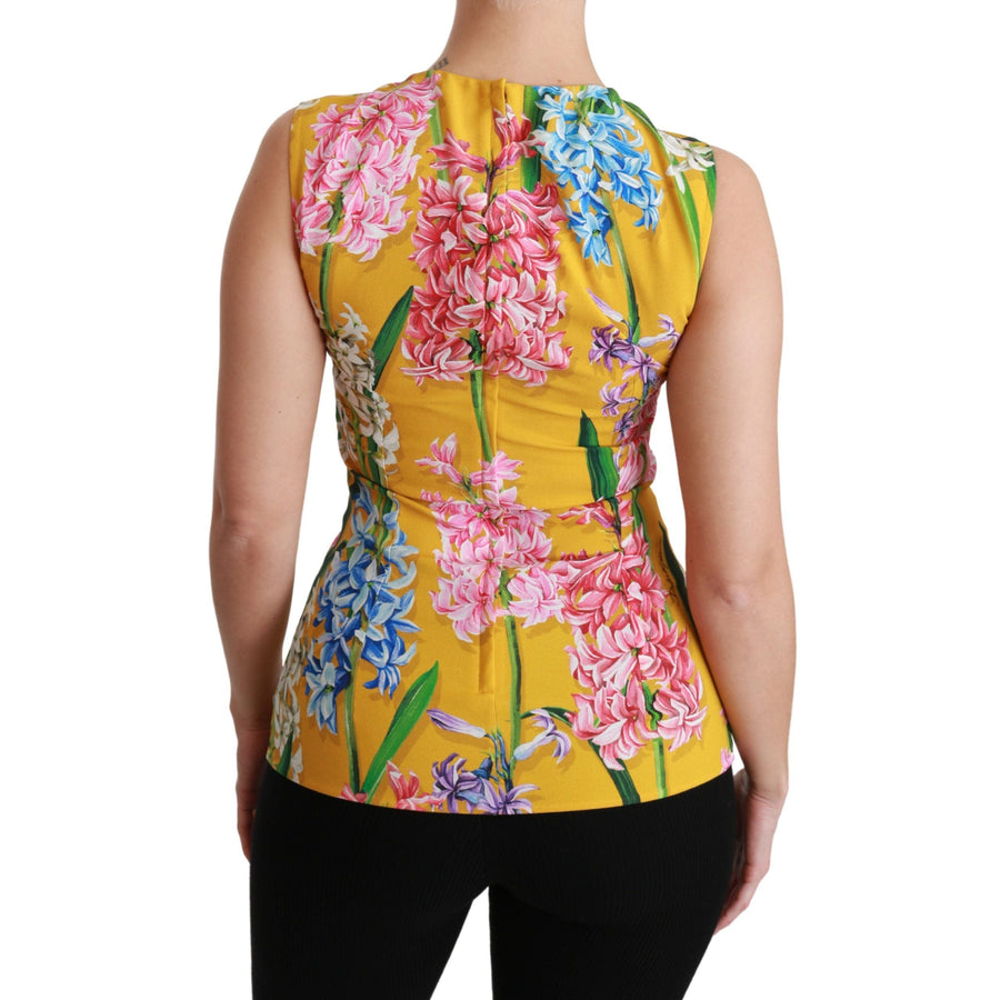 Dolce & Gabbana Sunshine Floral Crewneck Sleeveless Blouse