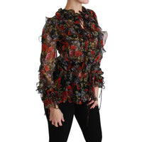 Dolce & Gabbana Elegant Floral Silk Long Sleeve Blouse