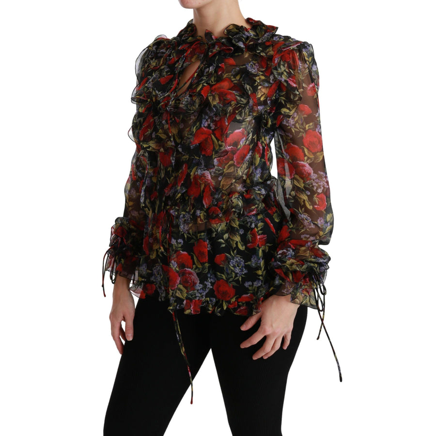 Dolce & Gabbana Elegant Floral Silk Long Sleeve Blouse