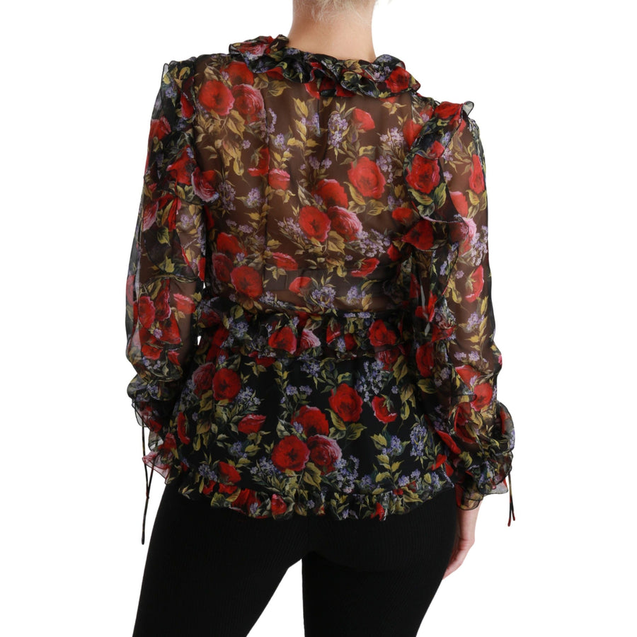 Dolce & Gabbana Elegant Floral Silk Long Sleeve Blouse