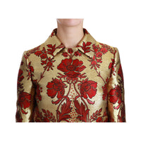 Dolce & Gabbana Elegant Gold Floral Brocade Trench Coat