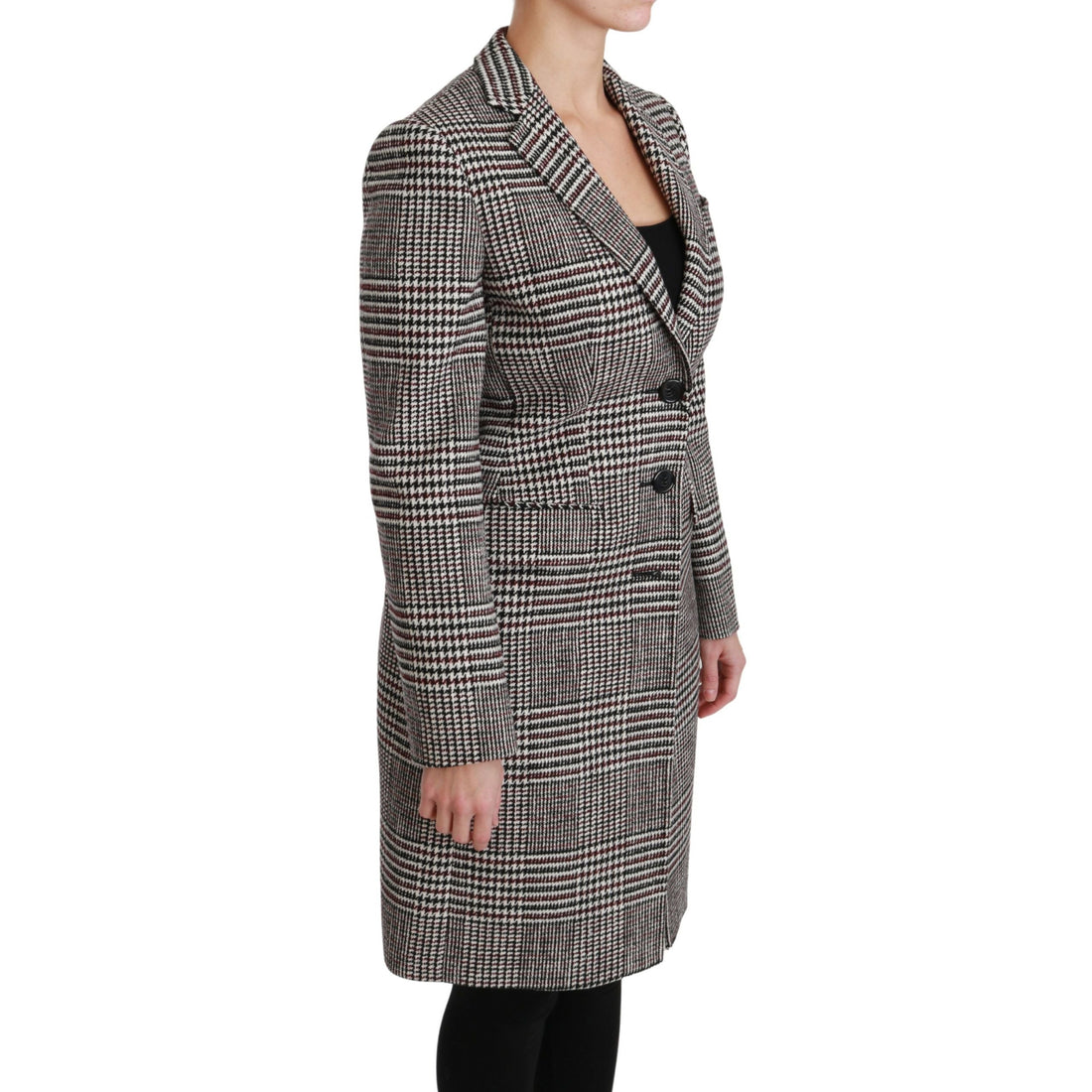 Dolce & Gabbana Elegant Multicolor Checked Knee-Length Jacket Coat