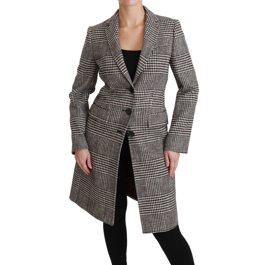 Dolce & Gabbana Elegant Multicolor Checked Knee-Length Jacket Coat