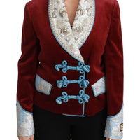 Dolce & Gabbana Opulent Red Baroque Detail Blazer