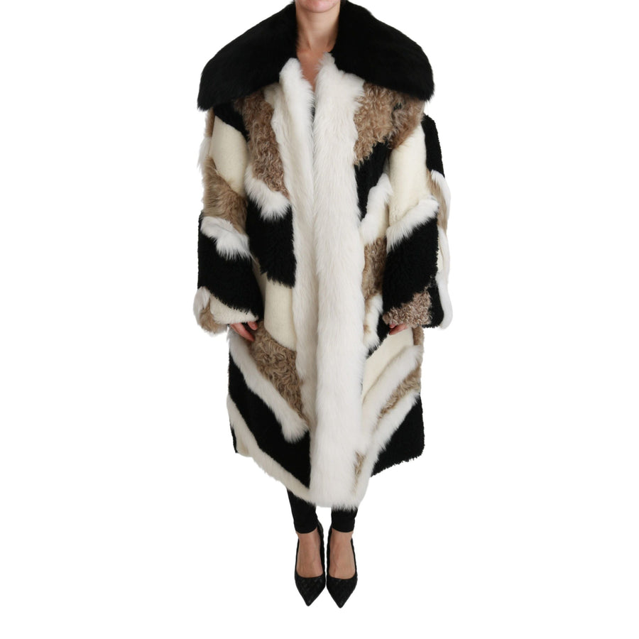 Dolce & Gabbana Elegant Multicolor Shearling Cape Coat