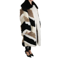 Dolce & Gabbana Elegant Multicolor Shearling Cape Coat