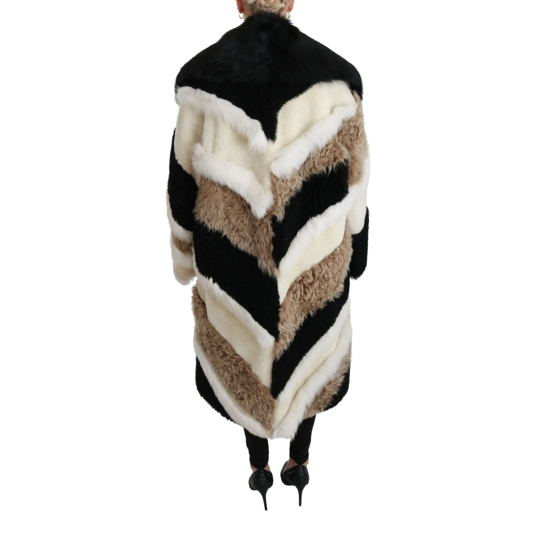 Dolce & Gabbana Elegant Multicolor Shearling Cape Coat