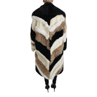 Dolce & Gabbana Elegant Multicolor Shearling Cape Coat