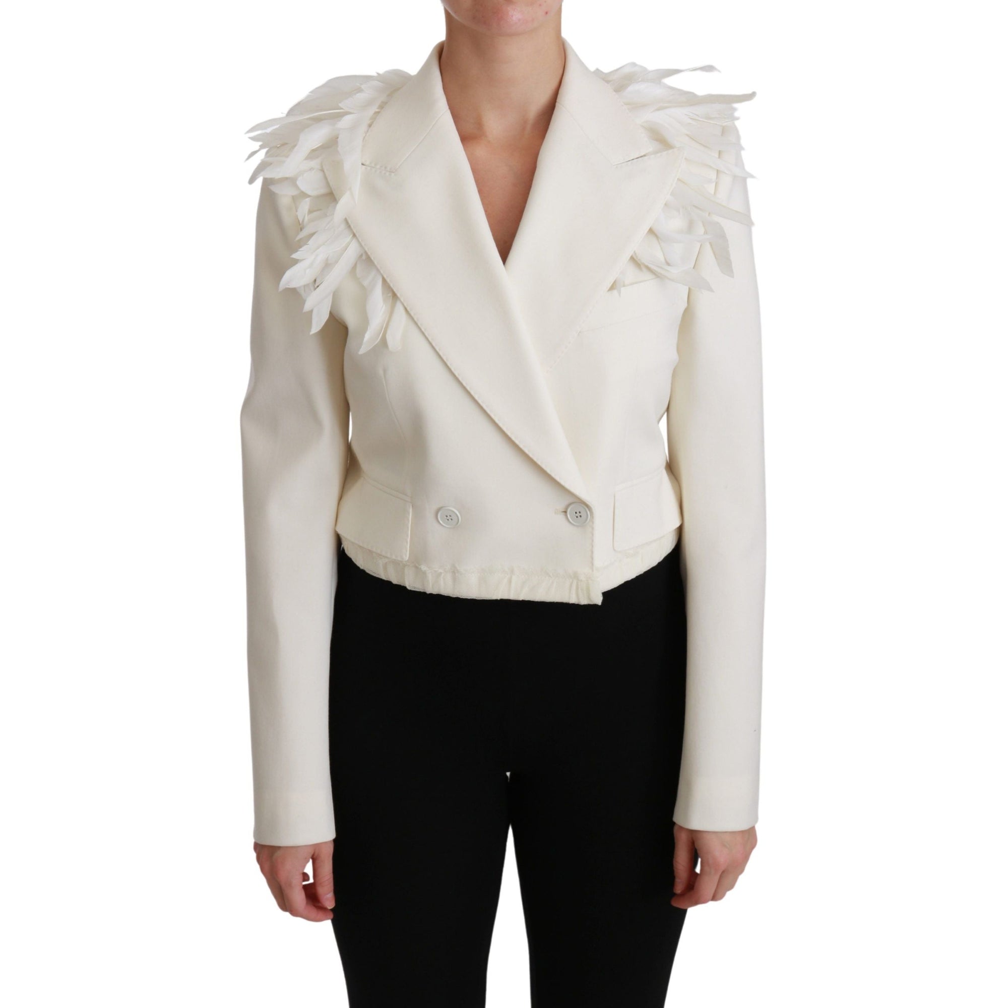 Dolce &amp; Gabbana Elegant White Double Breasted Blazer Jacket