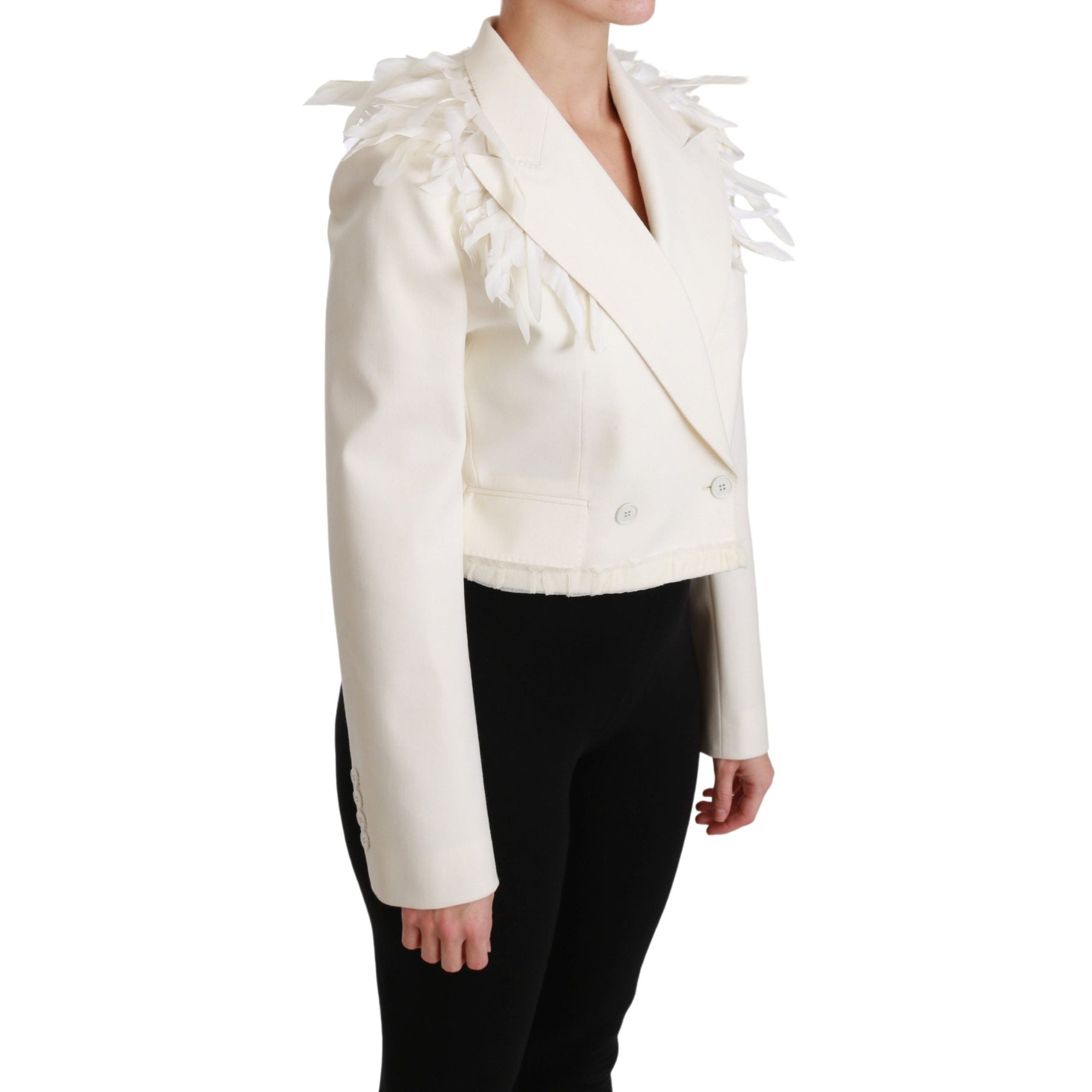 Dolce &amp; Gabbana Elegant White Double Breasted Blazer Jacket