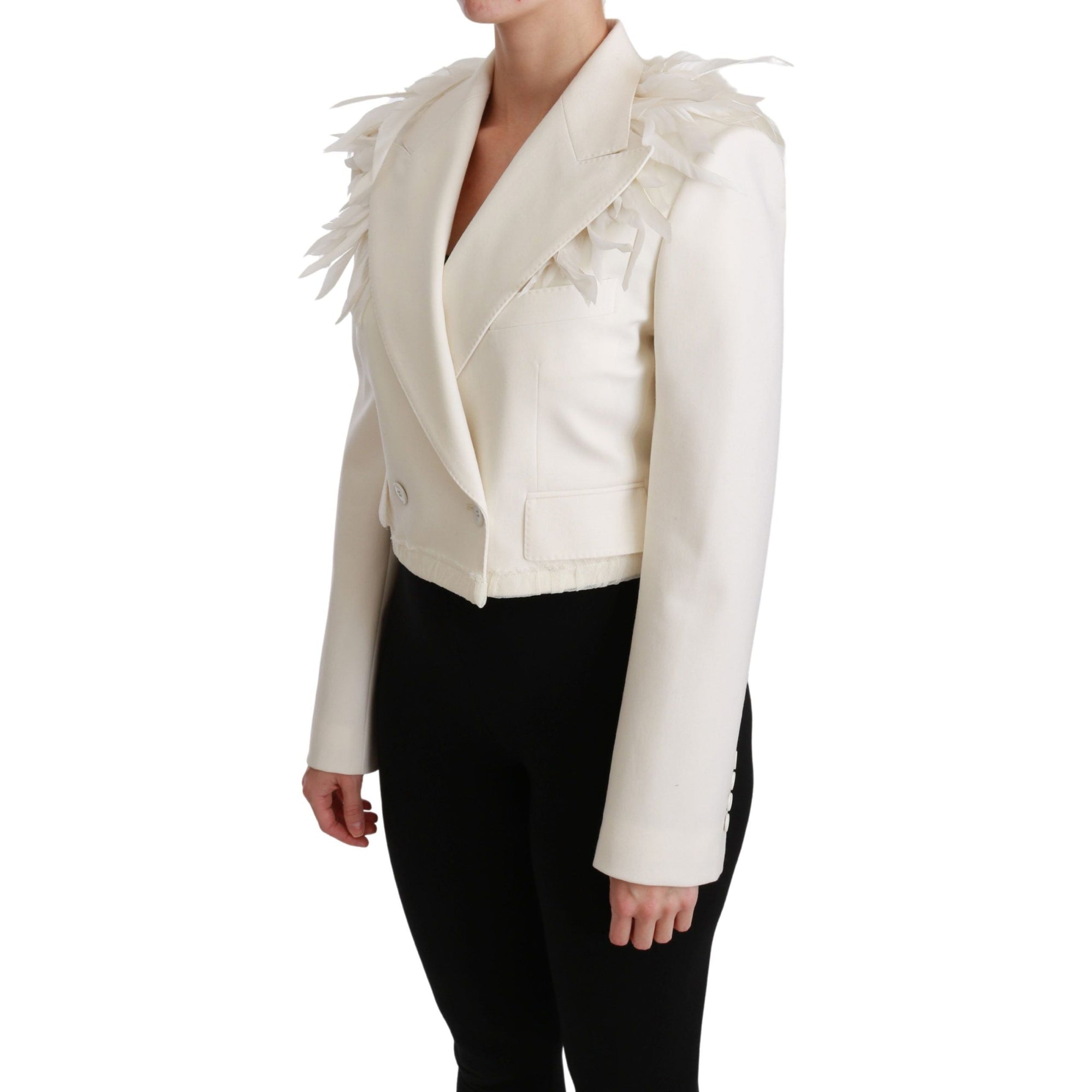 Dolce &amp; Gabbana Elegant White Double Breasted Blazer Jacket